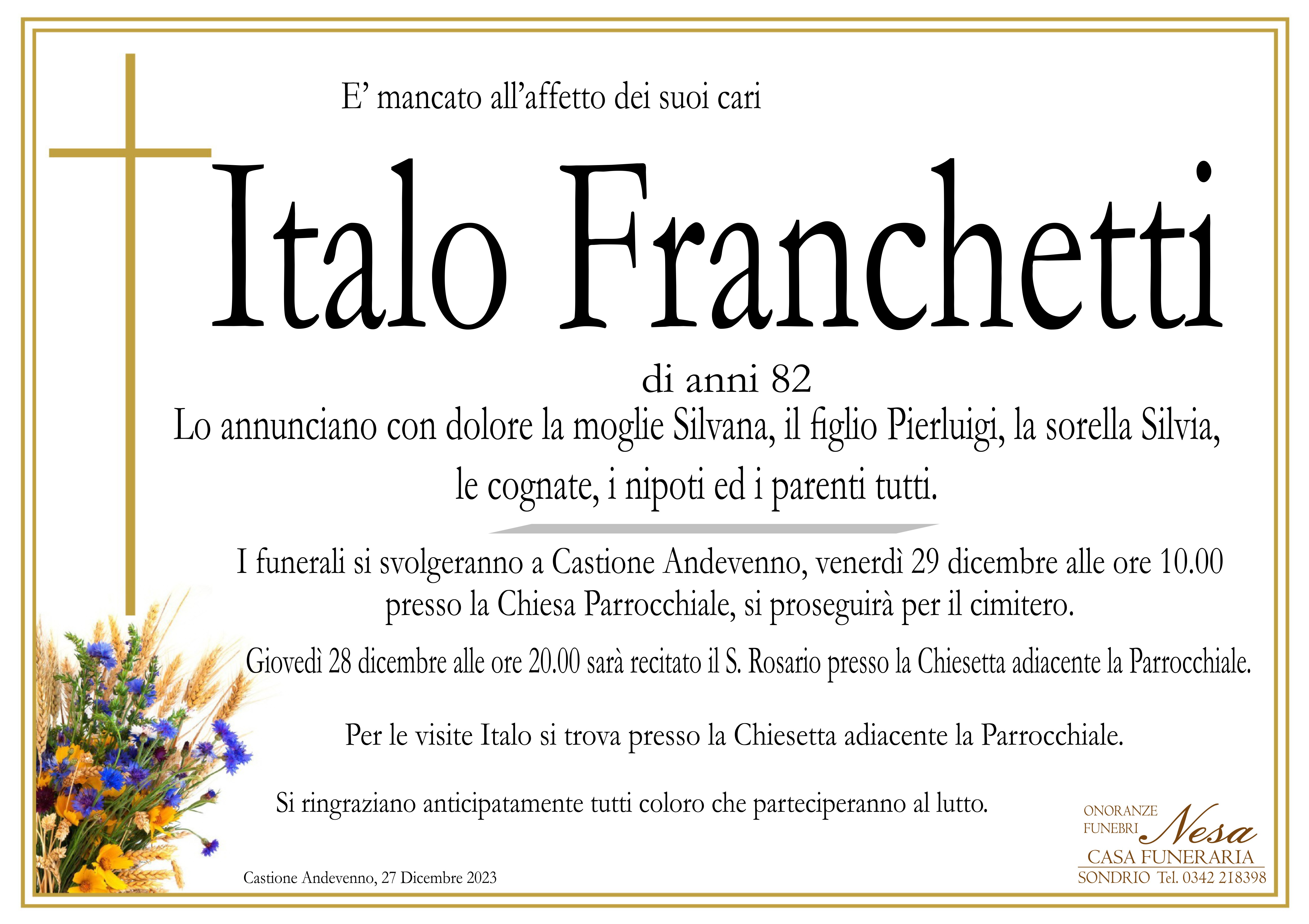 Necrologio Italo Franchetti